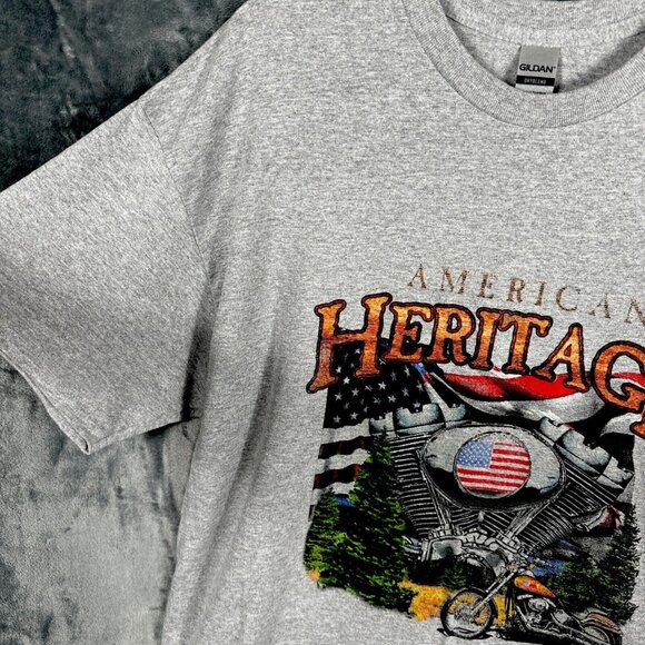 Glidden Men’s Biker T-Shirt American Heritage Gray Size Extra Large Shirt - Picture 3 of 8